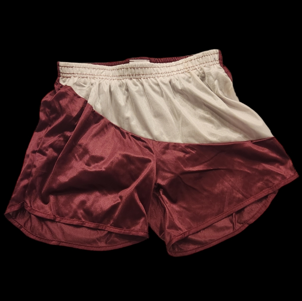 Cobblestone Nylon Sprinter Running Gym Shorts Men’s Size Medium Maroon & White